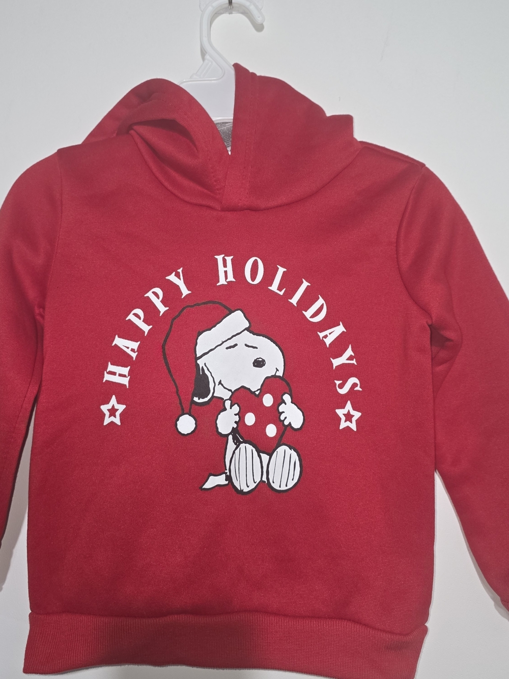 ​Peanuts Snoopy Happy Holidays Red Fleece Hoodie Sweatshirt Size 5